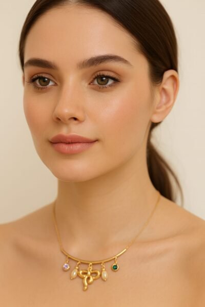 Golden Charm Bow Necklace - Image 4