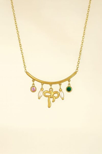 Golden Charm Bow Necklace - Image 5