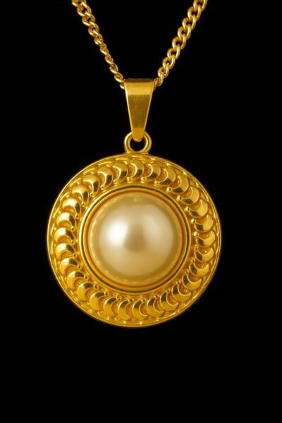 Regal Pearl Medallion Necklace - Image 3