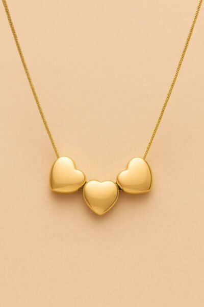 Triple Heart Gold Pendant Chain - Image 3