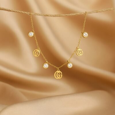 Golden Crystal Drop Charm Chain - Image 3