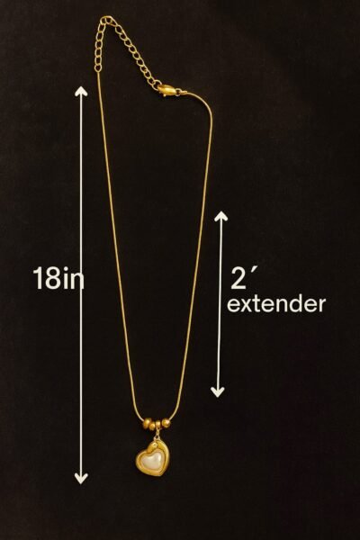 Golden Pearl Heart Pendant Chain - Image 4