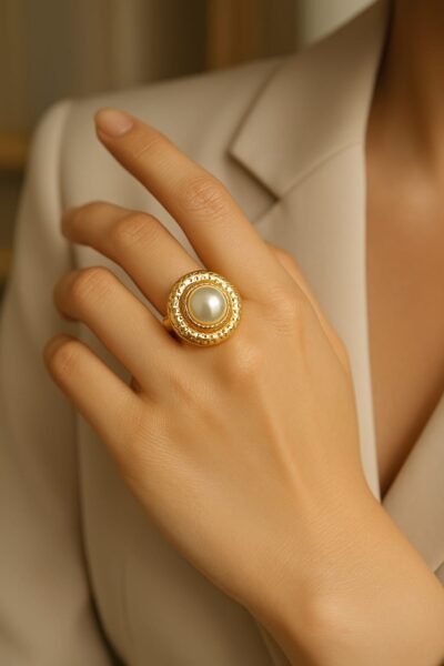 Majestic Gold Pearl Statement Ring