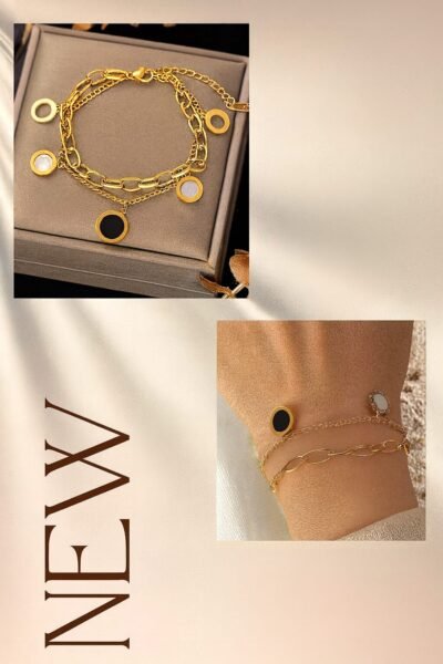 Dual Chain Enamel Charm Bracelet