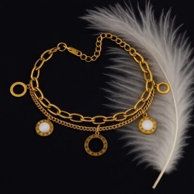 Dual Chain Enamel Charm Bracelet - Image 2