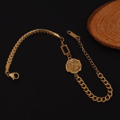 Golden Rose Charm Chain Bracelet - Image 2