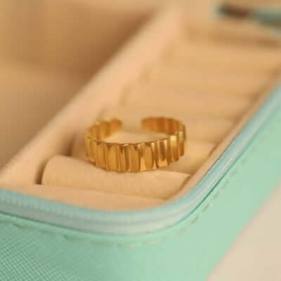 Golden Ribbed Minimal Ring - Image 2