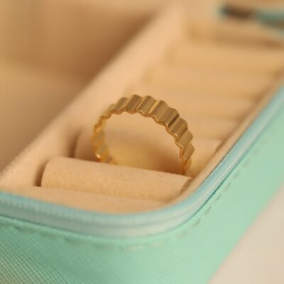 Golden Ribbed Minimal Ring - Image 3