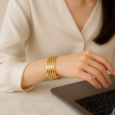 Elan Luxe Pearl-Link Cuff Bracelet - Image 4