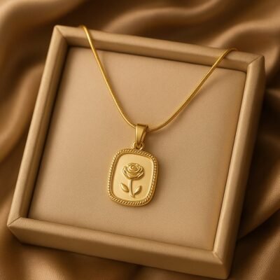 Golden Rose Emblem Pendant Chain - Image 3