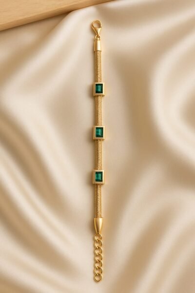 Elegant Emerald Charm Bracelet