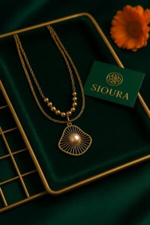 Radiant Pearl Fan Necklace Set