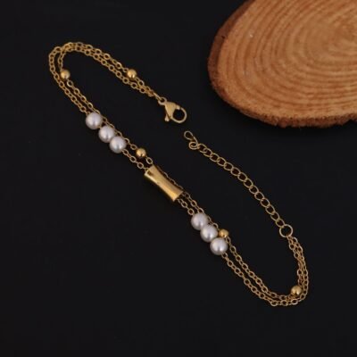 Elegant Dual Layer Pearl Charm Bracelet