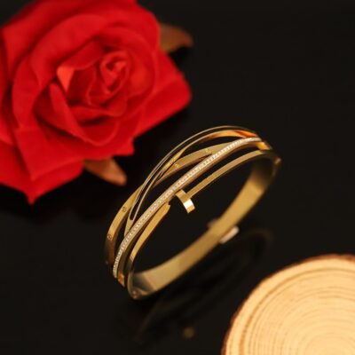 Celeste Triple Row Zircon Bangle - Image 4