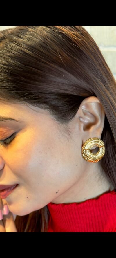 Golden Aura Textured Circle Earrings