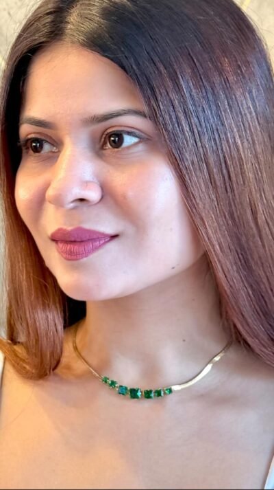 Emerald Elegance Gold-Plated Necklace