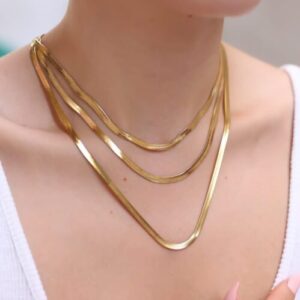 Golden Luxe Herringbone Chain Necklace