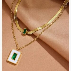 Emerald Glow Dual Layer Necklace