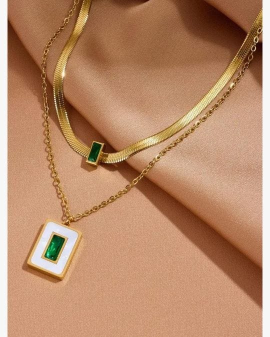 Emerald Glow Dual Layer Necklace