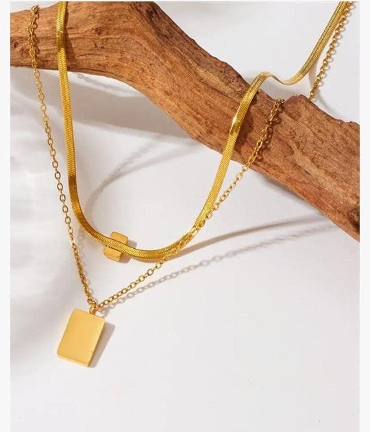 Emerald Glow Dual Layer Necklace - Image 3