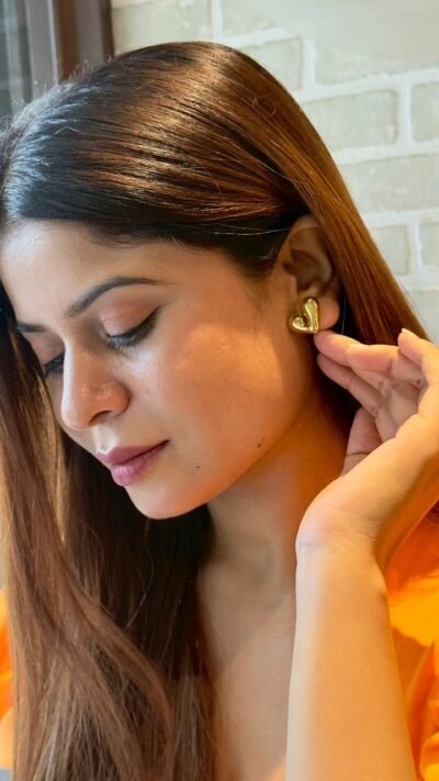 Golden Heart Statement Studs