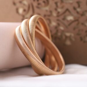Classic Gold-Tone Flexible Snake Chain Bangle Set