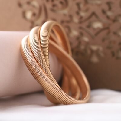 Classic Gold-Tone Flexible Snake Chain Bangle Set