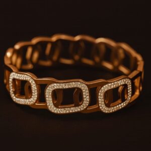 Luxury Square-Link Gold-Plated Crystal Kada