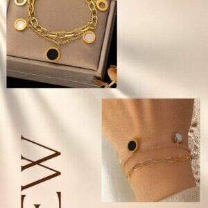 Dual Chain Enamel Charm Bracelet