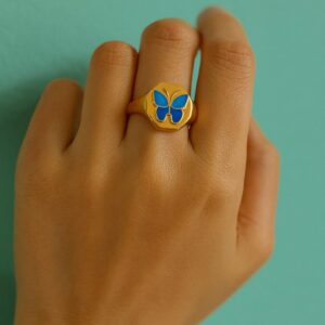 Papillon Enamel Statement Ring