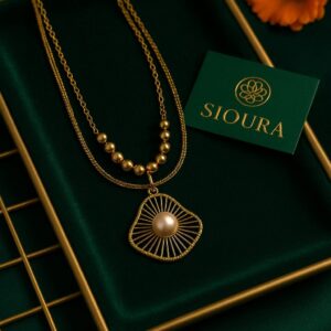 Radiant Pearl Fan Necklace Set