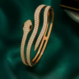Luxury Gold-Plated Snake Design Kada with Diamonds