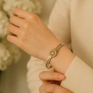 Blue Evil Eye Floral Cuff Kada