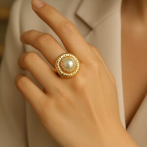 Majestic Gold Pearl Statement Ring