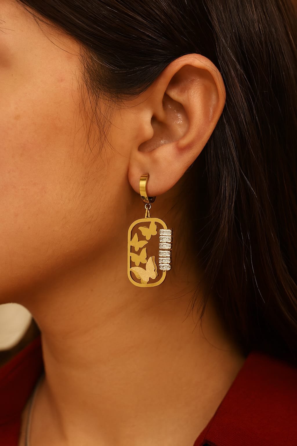 Butterfly Glow Gold Plated Earrings - Image 2