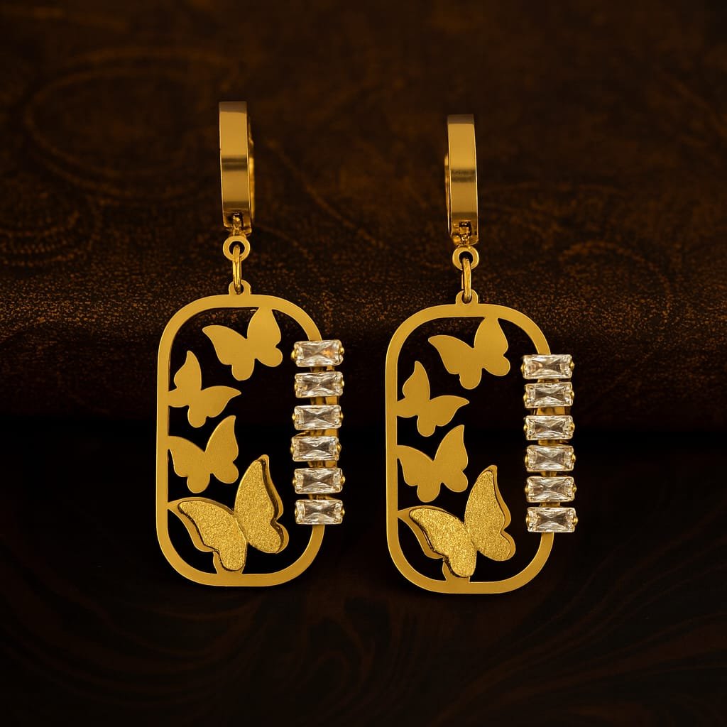 Butterfly Glow Gold Plated Earrings - Image 3