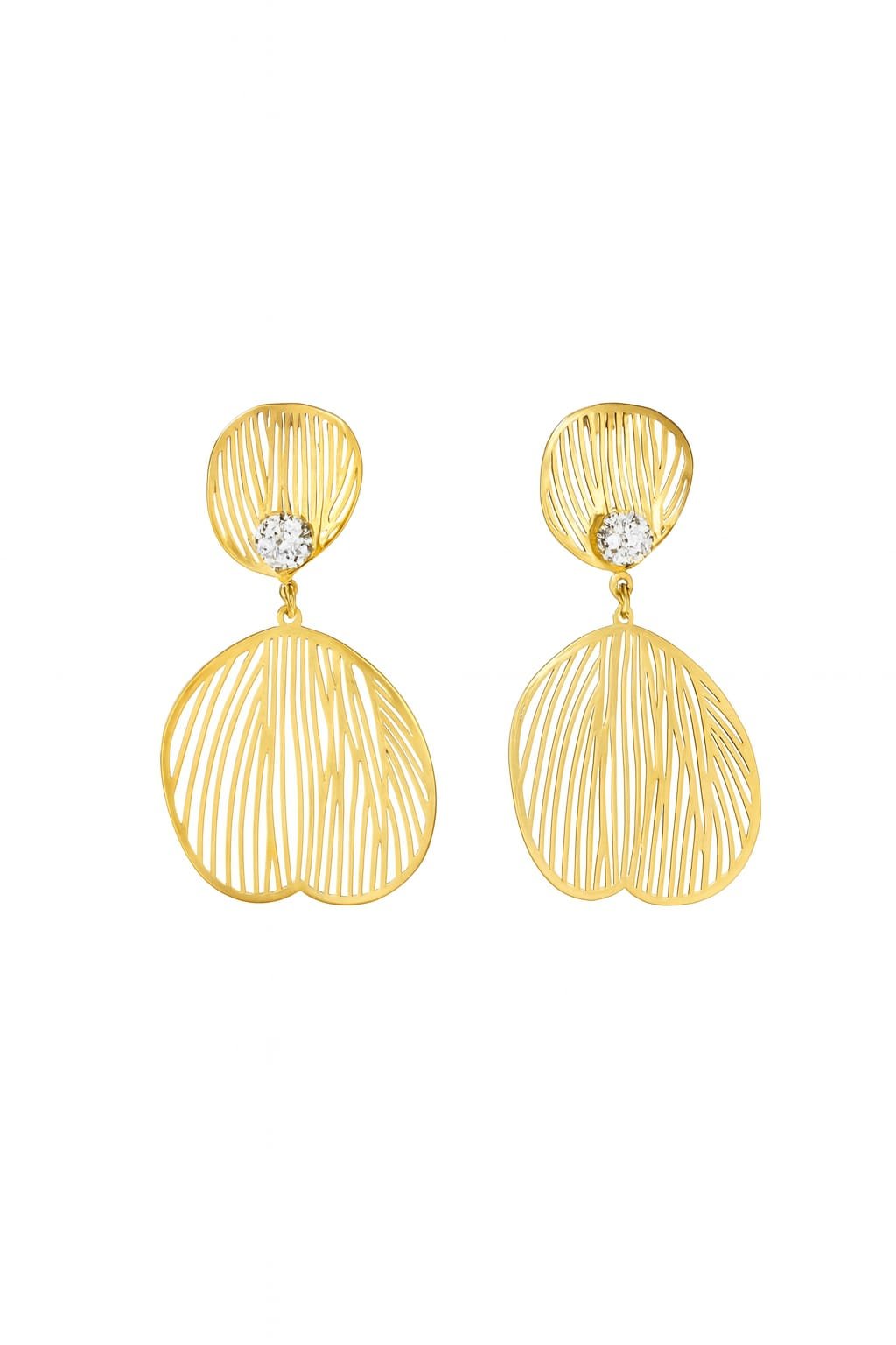 Golden Petal Cutwork Statement Earrings - Image 4