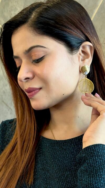 Golden Petal Cutwork Statement Earrings