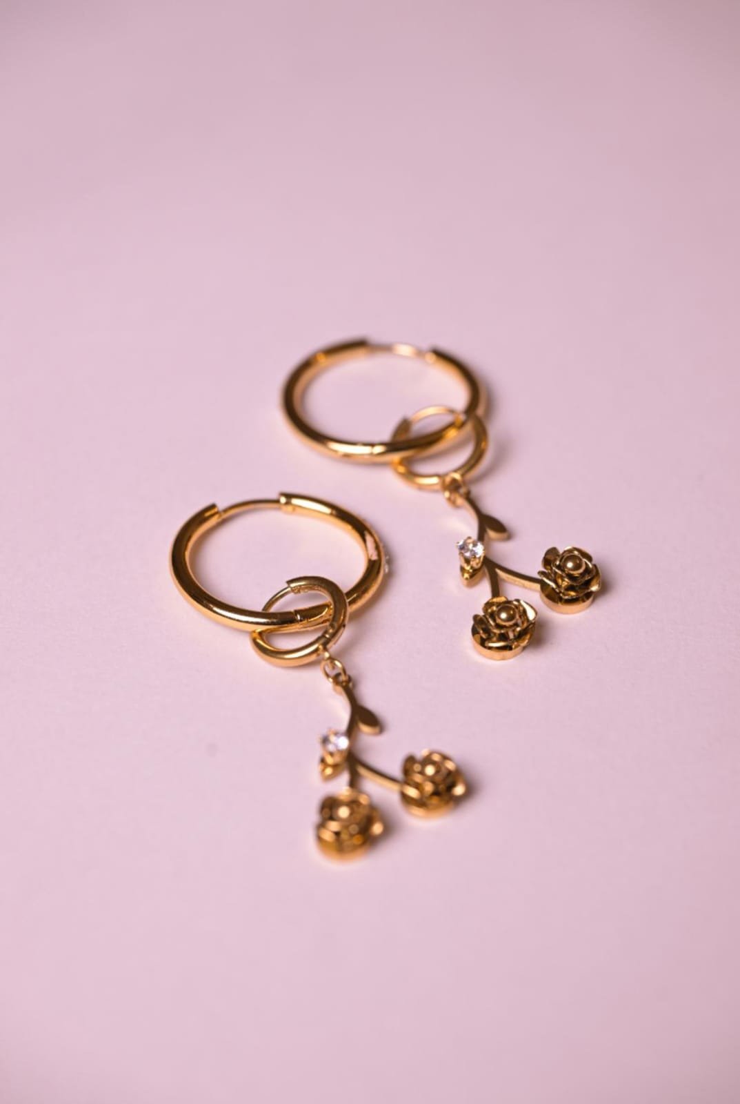 Blooming Rose Dangle Hoops - Image 2