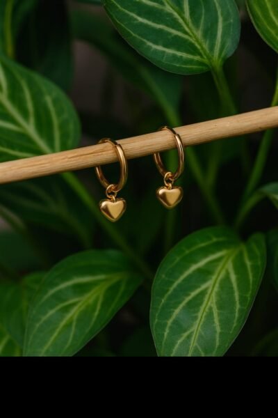 Sioura Gold Heart Huggie Hoops