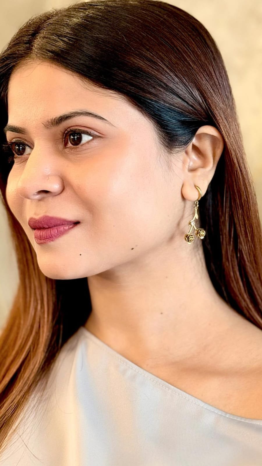 Blooming Rose Dangle Hoops