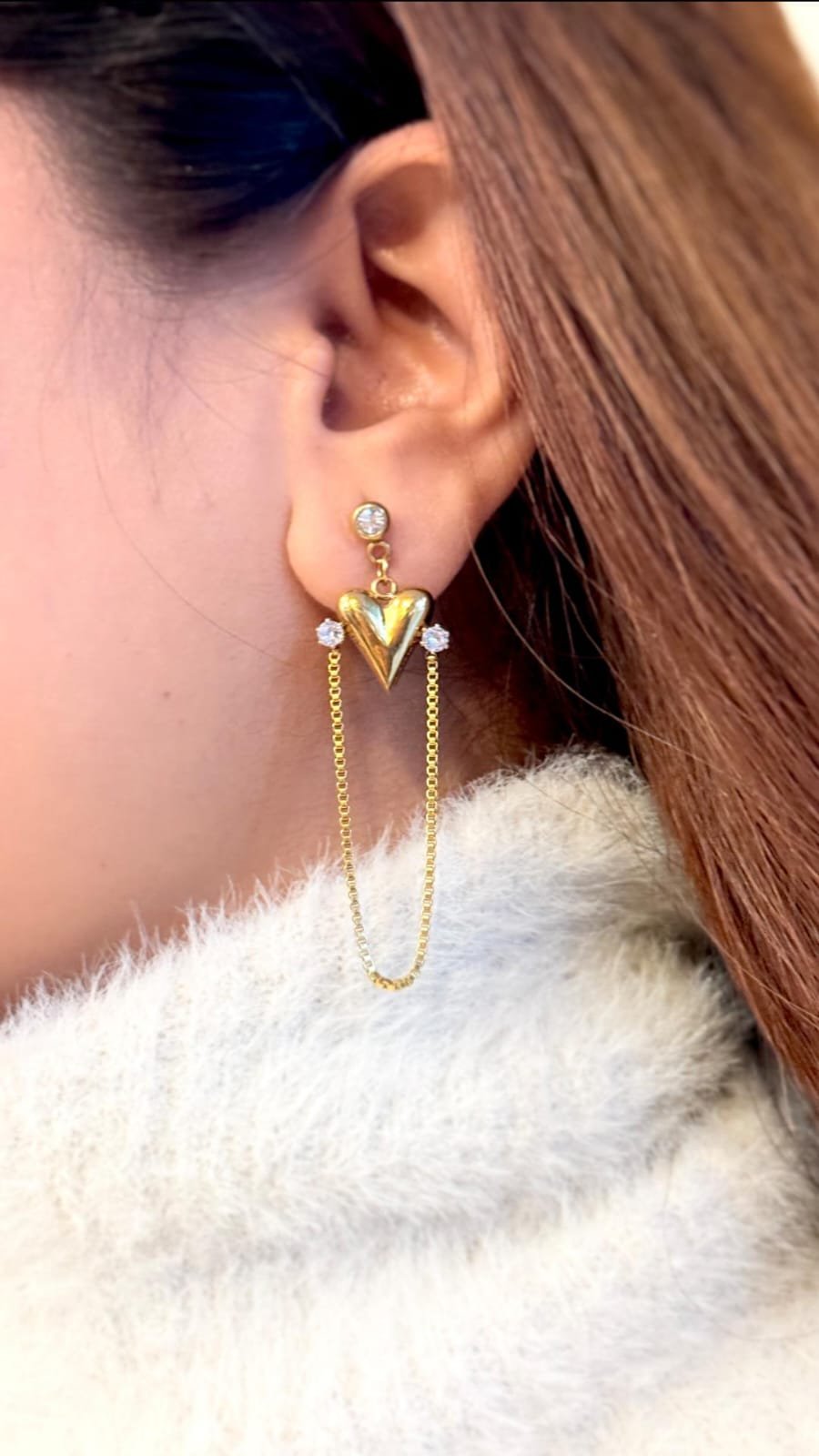 Korean Luxe Heartline Drop Earrings