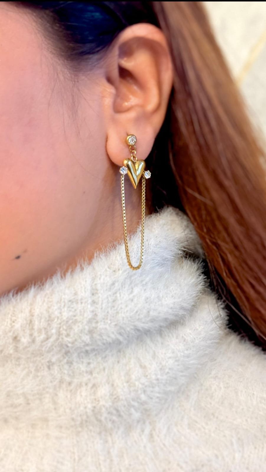 Korean Luxe Heartline Drop Earrings - Image 3