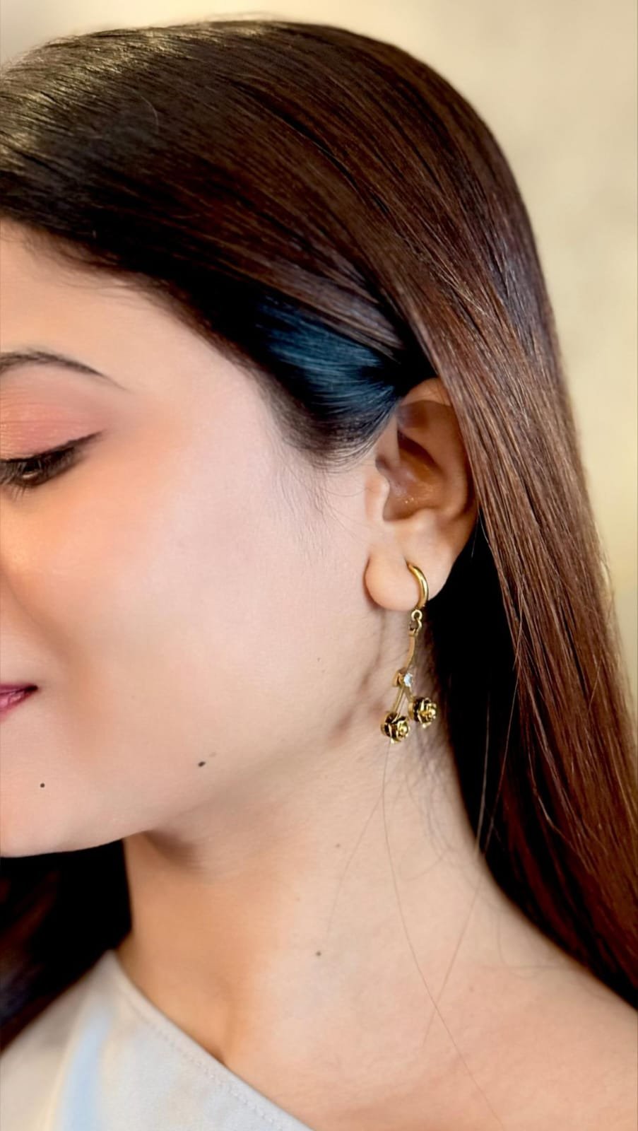 Blooming Rose Dangle Hoops - Image 3