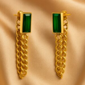 Sioura Emerald Luxe Chain Drop Earrings