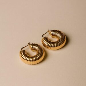 Sioura Luxe Ribbed Gold Hoops