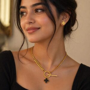 Sioura Clover Charm Gold Necklace Set