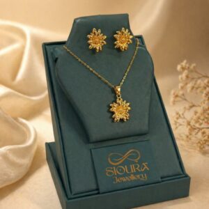 Golden Bloom Floral Necklace & Earrings Set
