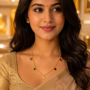 Sioura Multicolor Teardrop Charm Gold-Plated Necklace for Women
