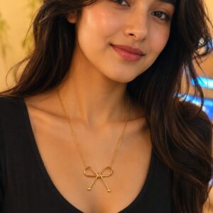 Sioura Golden Bow Pendant Necklace